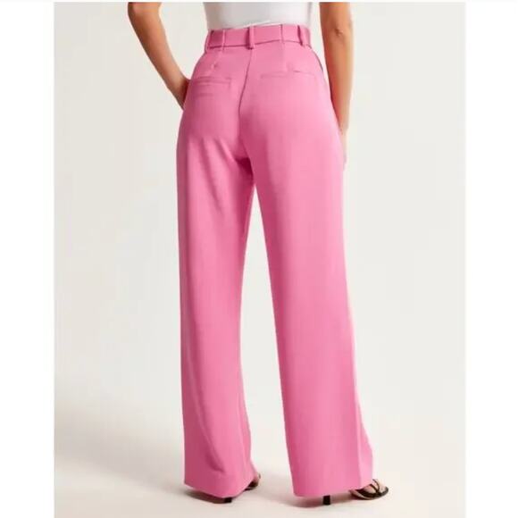 ABERCROMBIE & FITCH Sloane Tailored Wide Leg Pant Bubblegum Pink Sz 33 NWT {I50} - Picture 5 of 5